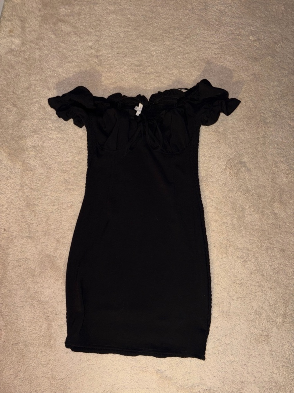 Black Bodycon Dress with Ruffle Detail